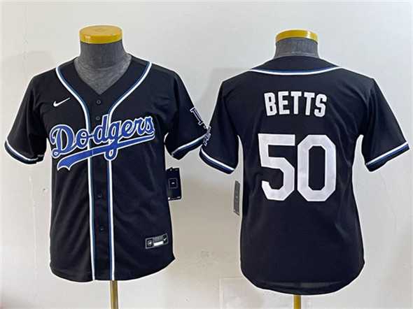 Youth Los Angeles Dodgers #50 Mookie Betts Black Stitched Baseball Jersey