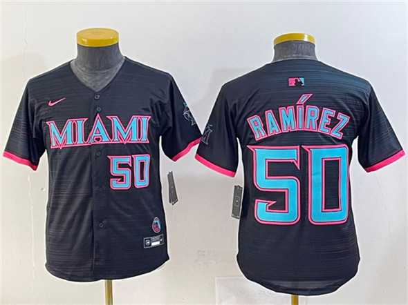 Youth Miami Marlins #50 Agustin Ramirez Black 2025 City Connect Limited Stitched Baseball Jersey