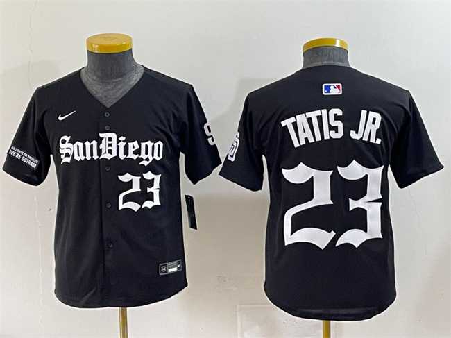 Youth San Diego Padres #23 Fernando Tatis Jr. Black Gothic Edition Vapor Limited Stitched Baseball Jersey
