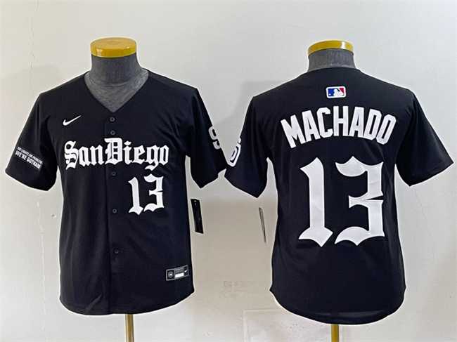 Youth San Diego Padres #13 Manny Machado Black Gothic Edition Vapor Limited Stitched Baseball Jersey