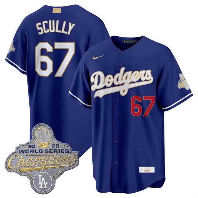 Men%27s Los Angeles Dodgers #67 Vin Scully Royal 2026 Alternate Gold Collection Stadium Stitched Jersey Dzhi