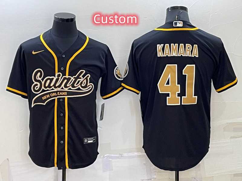 Custom Men%27s New Orleans Saints Black Cool Base Stitched Baseball Jersey