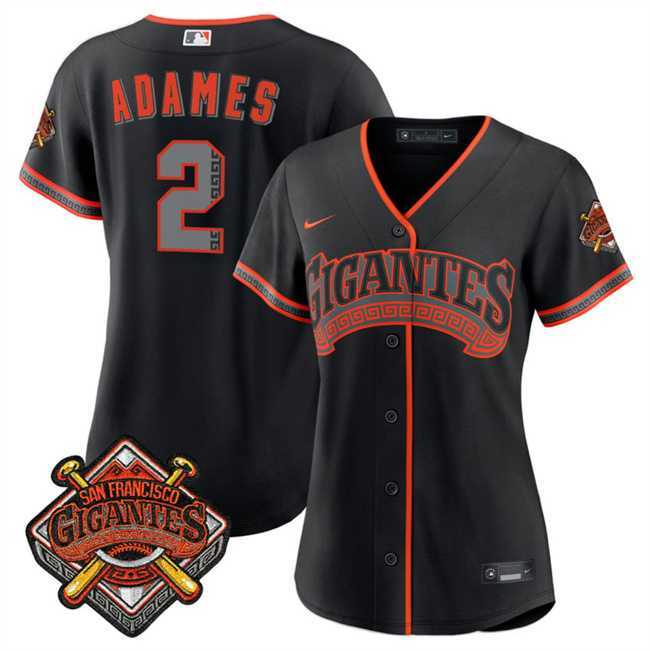 Women%27s San Francisco Giants #2 Willy Adames Black 2026 Alternate Stadium Stitched Jersey Dzhi