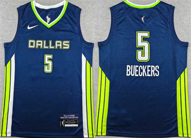 Men%27s Dallas Wings #5 Paige Bueckers Navy Stitched Basketball Jersey
