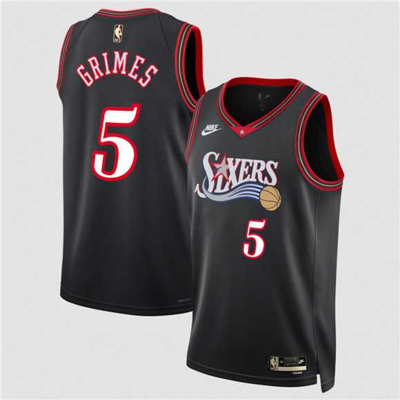 Men%27s Philadelphia 76ers #5 Quentin Grimes Black 2025 Classic Edition Stitched Jersey Dzhi