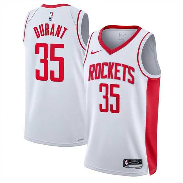 Men%27s Houston Rockets #35 Kevin Durant White Association Edition Stitched Jersey Dzhi