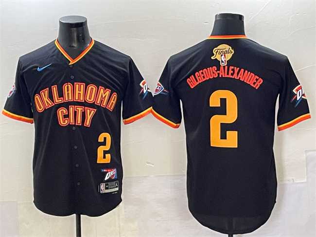 Men%27s Oklahoma City Thunder #2 Shai Gilgeous-Alexander Black 2025 Finals Vapor Stitched Baseball Jersey