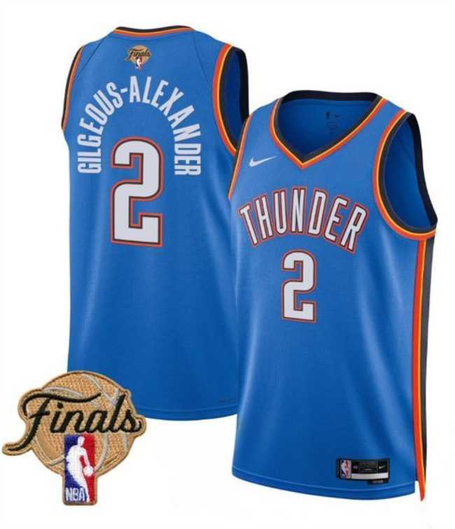 Men%27s Oklahoma City Thunder #2 Shai Gilgeous-Alexander Blue 2025 Finals Icon Edition Stitched Jersey Dzhi