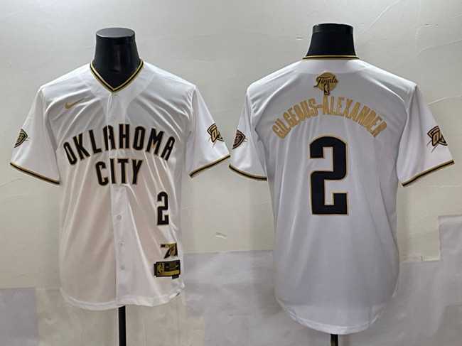 Men%27s Oklahoma City Thunder #2 Shai Gilgeous-Alexander White Gold 2025 Finals Vapor Stitched Baseball Jersey