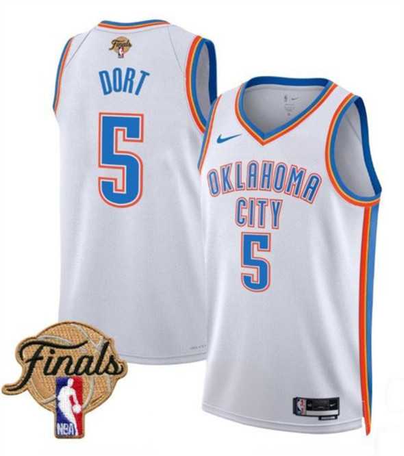 Men%27s Oklahoma City Thunder #5 Luguentz Dort White 2025 Association Edition Stitched Jersey Dzhi