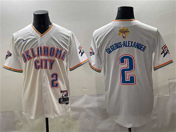 Men%27s Oklahoma City Thunder #2 Shai Gilgeous-Alexander White 2025 Finals Vapor Stitched Baseball Jersey