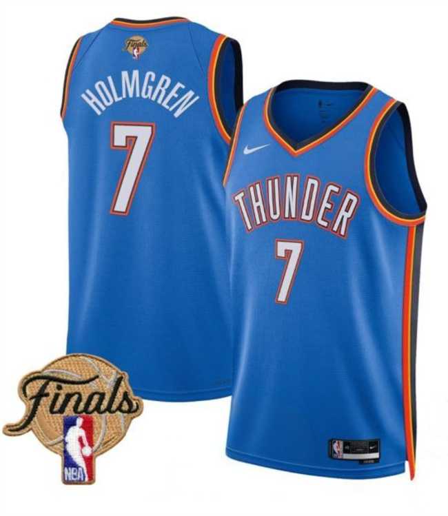 Men%27s Oklahoma City Thunder #7 Chet Holmgren Blue 2025 Finals Icon Edition Stitched Jersey Dzhi