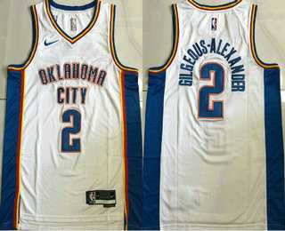 Men%27s Oklahoma City Thunder #2 Shai Gilgeous-Alexander White Icon Sponsor AU Jersey