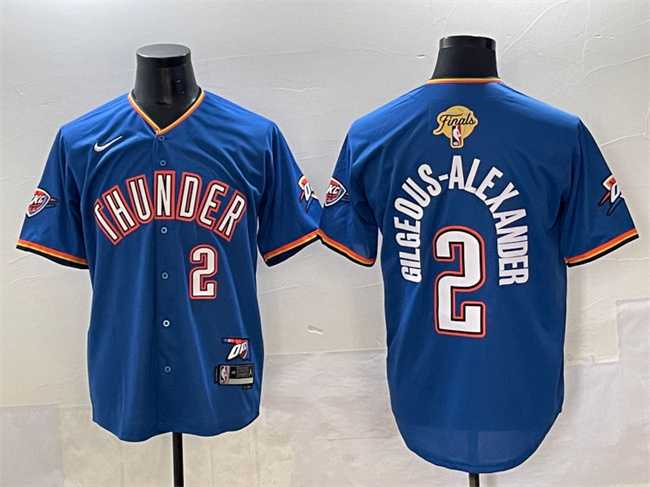 Men%27s Oklahoma City Thunder #2 Shai Gilgeous-Alexander Blue 2025 Finals Vapor Stitched Baseball Jersey