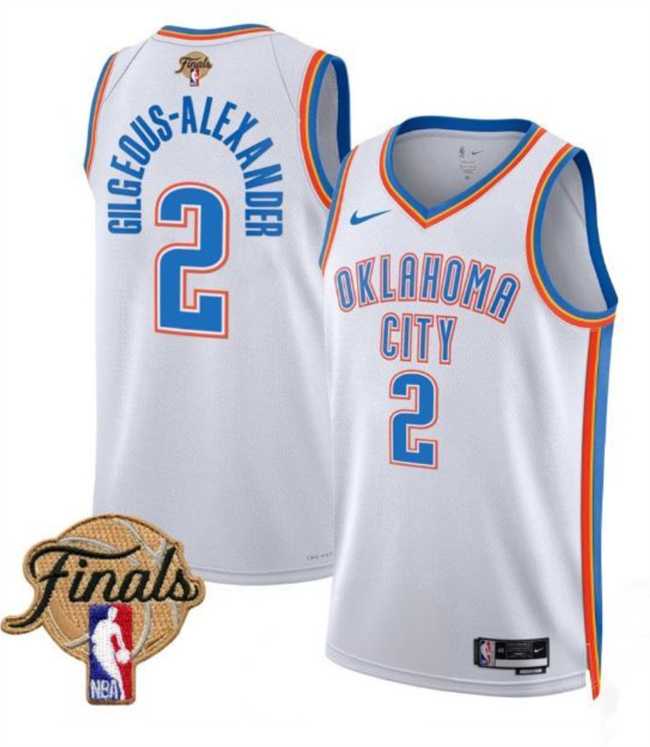Men%27s Oklahoma City Thunder #2 Shai Gilgeous-Alexander White 2025 Finals Association Edition Stitched Jersey Dzhi