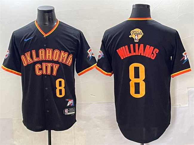 Men%27s Oklahoma City Thunder #8 Jalen Williams Black 2025 Finals Vapor Stitched Baseball Jersey