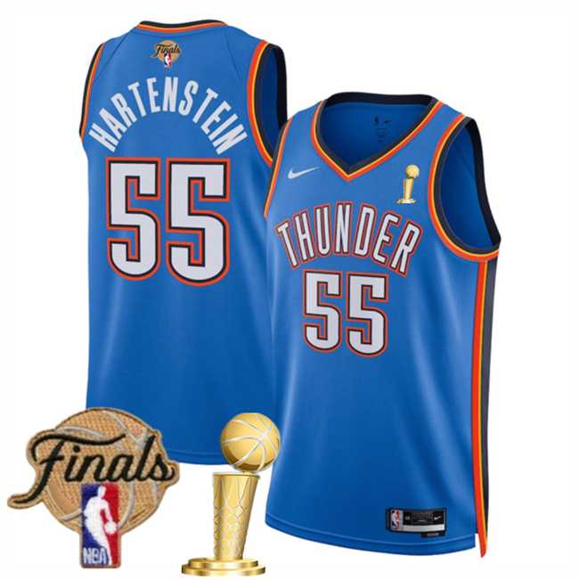 Men%27s Oklahoma City Thunder #55 Isaiah Hartenstein Blue 2025 Finals Patch And Finals Champions Patch Icon Edition Stitched Jersey Dzhi