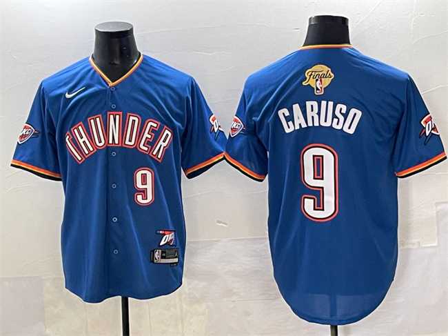 Men%27s Oklahoma City Thunder #9 Alex Caruso Blue 2025 Finals Vapor Stitched Baseball Jersey