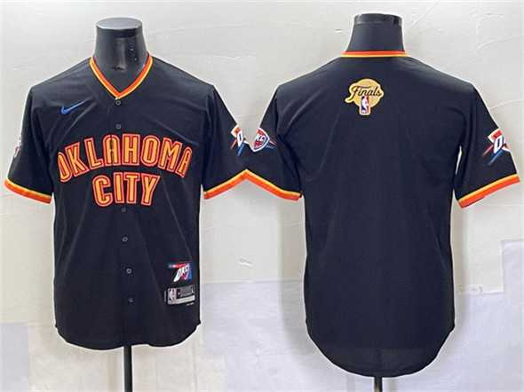 Men%27s Oklahoma City Thunder Blank Black 2025 Finals Vapor Stitched Baseball Jersey