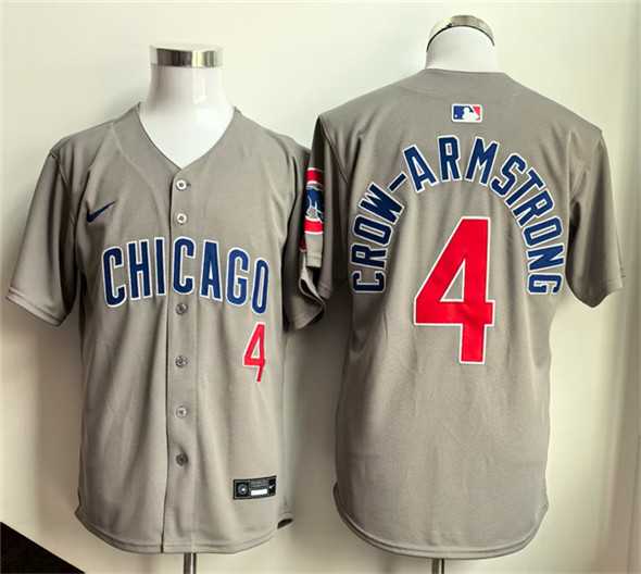 Men%27s Chicago Cubs #4 Pete Crow-Armstrong Gray Limited Stitched Jersey