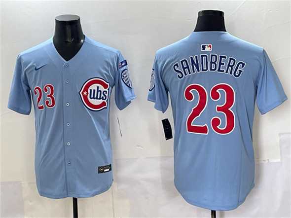 Men%27s Chicago Cubs #23 Ryne Sandberg Blue %27Ryne Sandberg Tribute%27 Vapor Limited V3 Stitched Jersey
