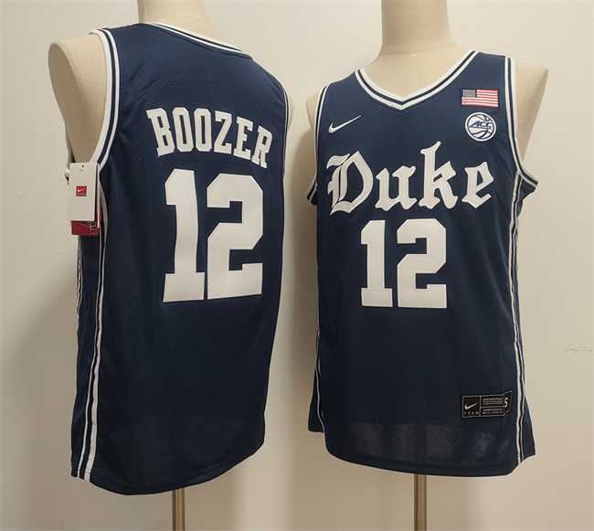 Men%27s Duke Blue Devils #12 Cameron Boozer Navy Stitched Jersey