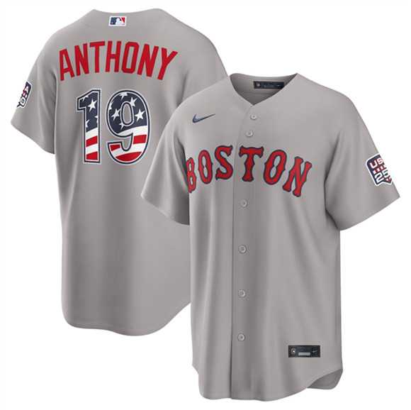 Men%27s Boston Red Sox #19 Roman Anthony Gray 2026 USA 250 Fourth of July Home Stitched Jersey Dzhi