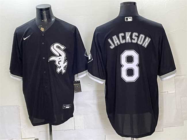 Men%27s Chicago White Sox #8 Bo Jackson Black Stitched Jersey