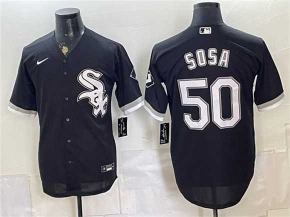 Men%27s Chicago White Sox #50 Lenyn Sosa Black Stitched Jersey