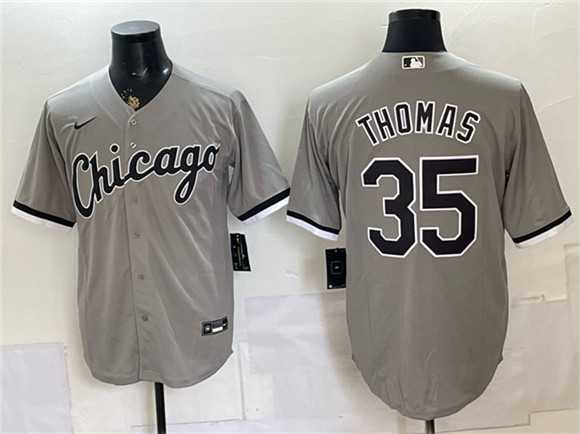 Men%27s Chicago White Sox #35 Frank Thomas Gray Stitched Jersey