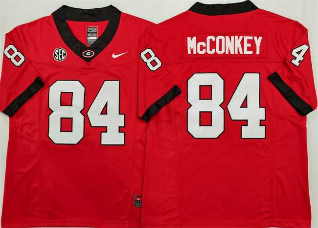 Men%27s Georgia Bulldogs #84 Ladd McConkey Red 2025 F.U.S.E. Stitched Jersey