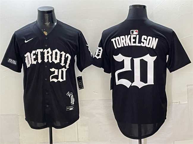 Men%27s Detroit Tigers #20 Spencer Torkelson 2026 Black %27Motor Gothic Edition%27 Vapor Premier Limited Stitched Jersey Dzhi