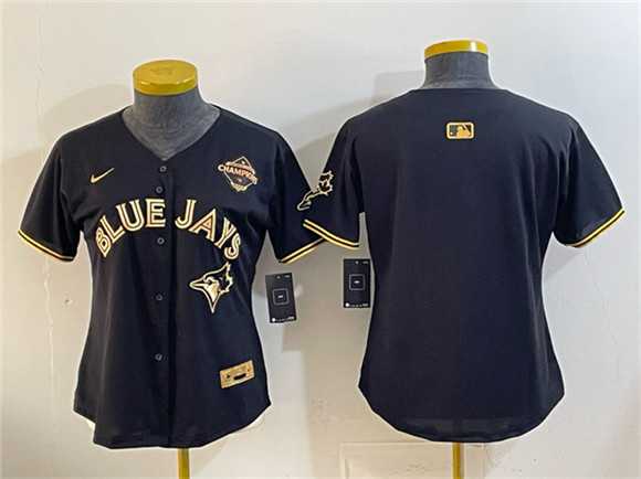 Youth Toronto Blue Jays Blank Black Gold 2025 American League Champions Limited Stitched Jersey Dzhi