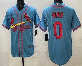 Men%27s St Louis Cardinals #0 Masyn Winn Blue Cool Base Jersey