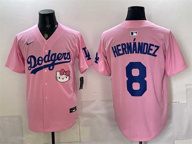 Men%27s Los Angeles Dodgers #8 Enrique Hernandez Pink 2025 Hello Kitty Vapor Limited Stitched Jersey