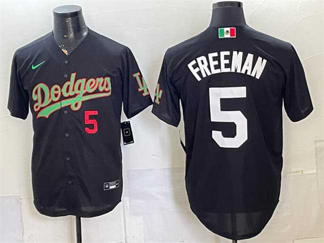 Men%27s Los Angeles Dodgers #5 Freddie Freeman Black Mexico Limited Stitched Jersey Dzhi