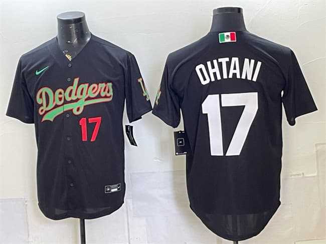 Men%27s Los Angeles Dodgers #17 Shohei Ohtani Black Mexico Limited Stitched Jersey Dzhi