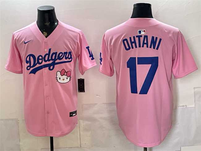 Men%27s Los Angeles Dodgers #17 Shohei Ohtani Pink 2025 Hello Kitty Vapor Limited Stitched Jersey