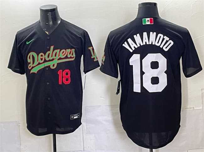 Men%27s Los Angeles Dodgers #18 Yoshinobu Yamamoto Black Mexico Limited Stitched Jersey Dzhi