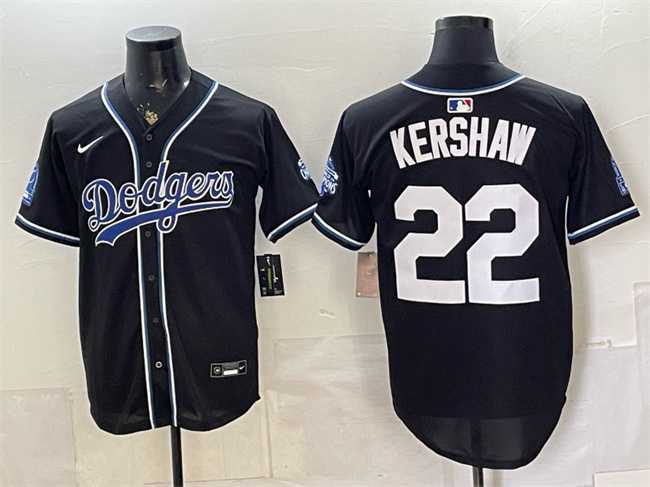 Men%27s Los Angeles Dodgers #22 Clayton Kershaw B2B Champs 2026 Black Out Style Vapor Limited Stitched Jersey