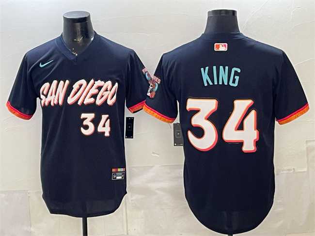 Men%27s San Diego Padres #34 Michael King Obsidian 2026 City Connect Stadium Stitched Jersey