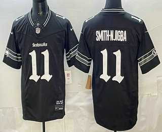 Men%27s Seattle Seahawks #11 Jaxon Smith Njigba Black 2025 FUSE Gothic Rain City Shadows Edition Vapor Limited Jersey Dzhi