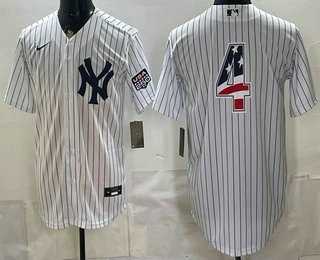 Men%27s New York Yankees #4 Lou Gehrig White 2026 USA 250 Fourth of July Home Stadium Stitched Jersey Dzhi