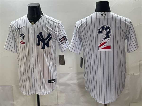 Men%27s New York Yankees #2 Derek Jeter White 2026 USA 250 Fourth of July Home Stadium Stitched Baseball Jersey Dzhi