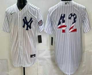 Men%27s New York Yankees #42 Mariano Rivera White 2026 USA 250 Fourth of July Home Stadium Stitched Jersey Dzhi