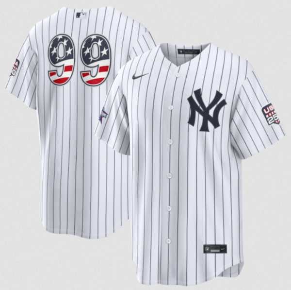 Men%27s New York Yankees #99 Aaron Judge White 2026 All-Star Edition Stars & Stripes & USA 250 Fourth of July Home Stadium Stitched Jersey Dzhi