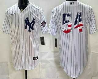 Men%27s New York Yankees #54 Max Fried White 2026 USA 250 Fourth of July Home Stadium Stitched Jersey Dzhi