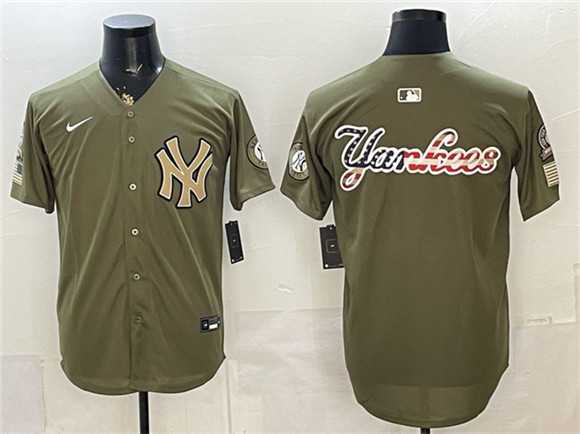 Men%27s New York Yankees Team Big Logo Olive 2026 Armed Forces Day Stitched Jersey Dzhi