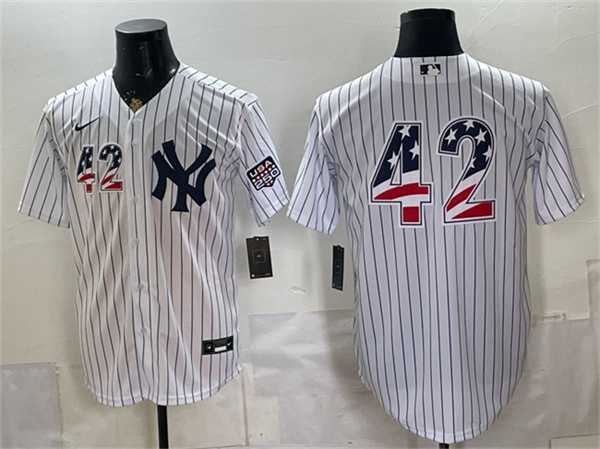 Men%27s New York Yankees #42 Jackie Robinson White 2026 USA 250 Fourth of July Home Stadium Stitched Jersey Dzhi