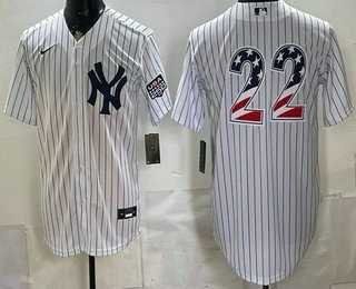 Men%27s New York Yankees #22 Ben Rice White 2026 USA 250 Fourth of July Home Stadium Stitched Jersey Dzhi
